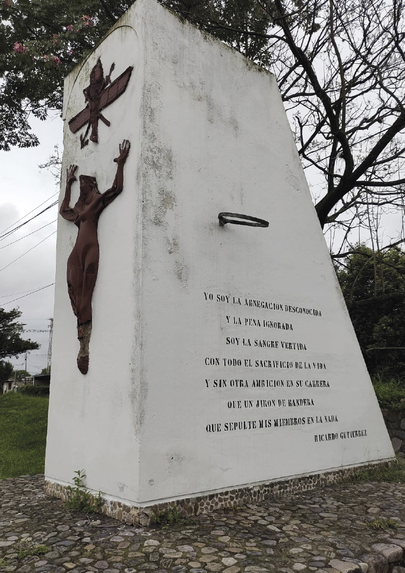 Poema en el monumento a los caídos en la Guerra de Malvinas cerca del Regimiento de Infantería 20 del Ejército Argentino en San Salvador de Jujuy